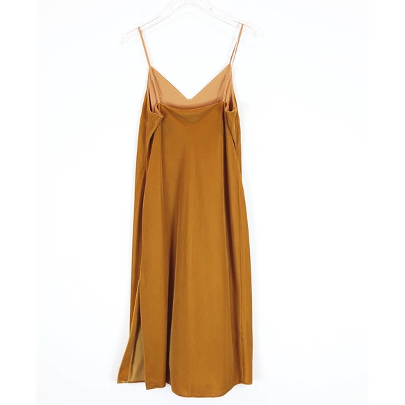 Good American Slip Velvet Midi V-Neck Gold Dress Women's Size Medium - Picture 6 of 10